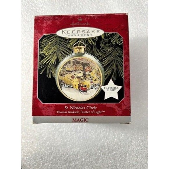 HALLMARK KEEPSAKE ORNAMENT St. Nicholas Circle Thomas Kinkade Magic NIB 1998 - Picture 3 of 6
